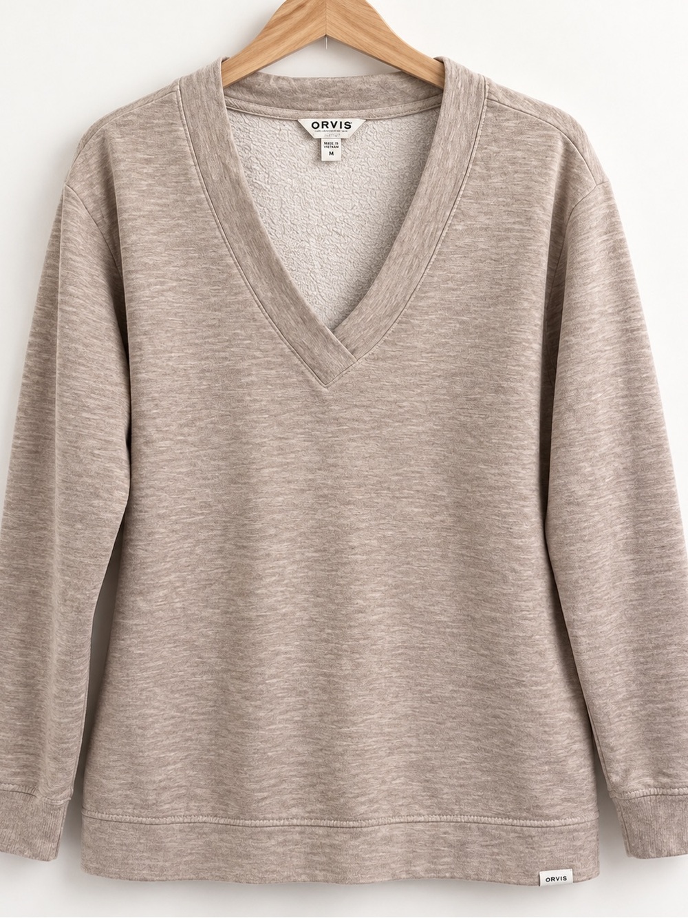 Orvis Women's V-Neck Pullover Sweater in Taupe Heather